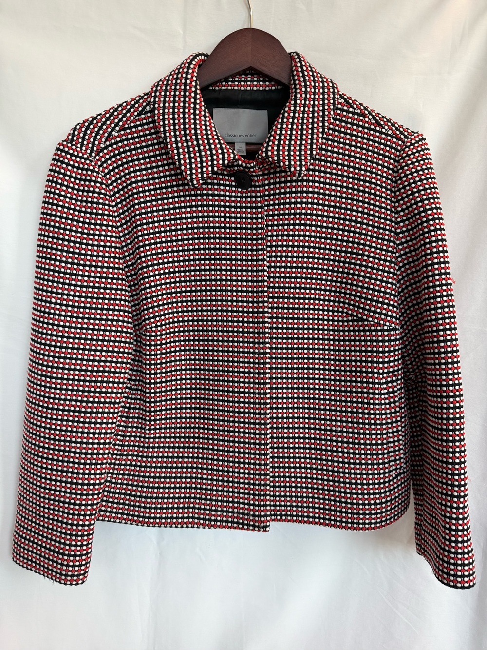 Classiques Entier Red, Black & White Tweed Boxy Blazer